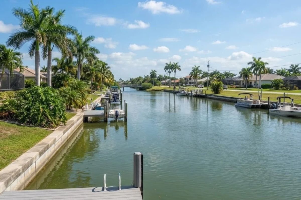 A Golden Gate, FL canal with visible water level