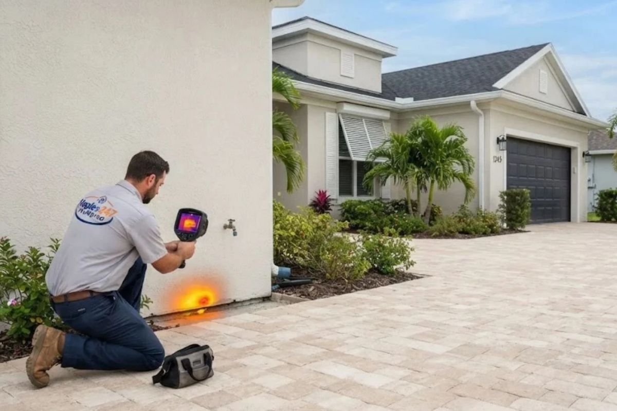 Slab-foundation home exterior in Naples, FL