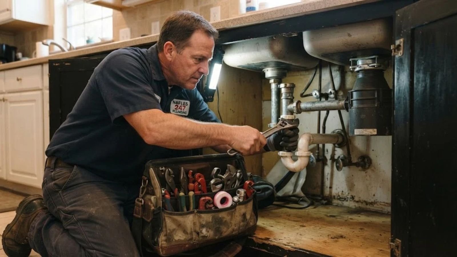 Plumber performing general residential plumbing repair in Naples, FL